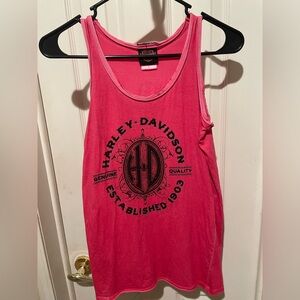 Harley Davidson Pink with Teal Rhinestones Tank Top